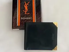 ◆YSL イヴサンローラン 二つ折り財布 札入れ ネイビー ヴィンテージのサムネイル