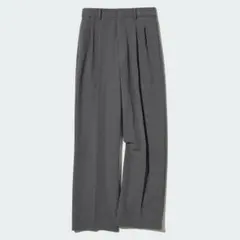 ユニクロ タックワイドパンツ（ツータック） グレー