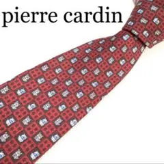 【美品】ピエールカルダンpierre cardin 幾何学 ブルドック柄ネクタイ