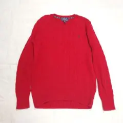 極美品✨ポロラルフローレン ポニー刺繍 ケーブルニット ポロレッドＸＬ