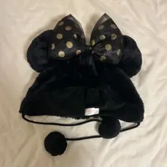 ディズニー ミニー ファンキャップ 黒 ゴールド 水玉