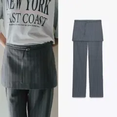 15 ZARA ピンストライプ柄スカートパンツ L