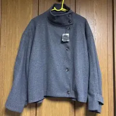 新品 etoll. 2wayスタンドカラーショートコート チャコールグレー