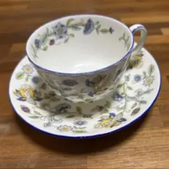 MINTON ティーカップ　ソーサー　セット　花　ブルー　イエロー　匿名配送