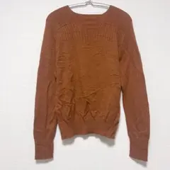 海外古着 編み地切り替え リブニット セーター テラコッタ オレンジ Y2K