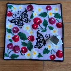 新品ANNA SUI シェニール織り蝶と花柄タオルハンカチ