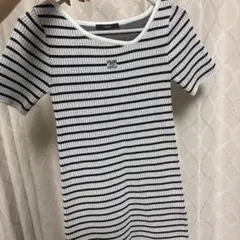EMODA ボーダー 半袖 リブニット ワンピース