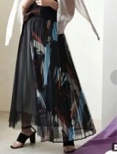 エイミーロウ　アシメデザインチュールプリーツスカート