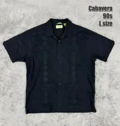 【サイズ◎】Cabavera/キューバシャツ/90s/L/黒/ブラック/刺繍
