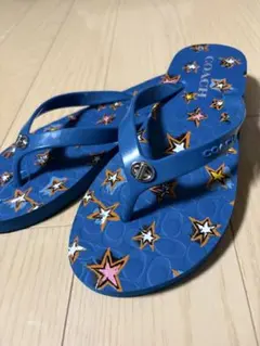 未使用☆COACH ビーチサンダル 6B(23cm) スター柄 ブルーのサムネイル
