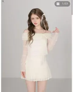 【完売品】Tulle drape mini onepiece ホワイト 完売品】Tulle drape mini onepiece ホワイト - メルカリ