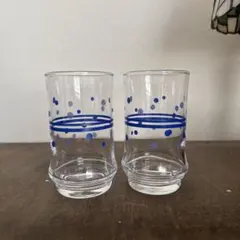 ⭐︎昭和レトロ⭐︎アデリア　ドット柄ガラスコップ 2個セット　ヴィンテージ　レトロ