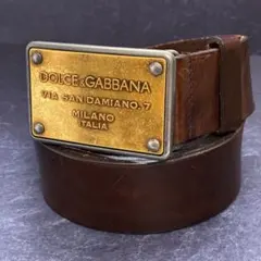 希少 DOLCE&GABBANA ベルト プレート ロゴ レザー Vintage