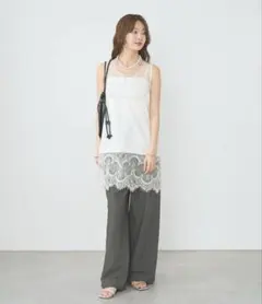 ザラ レースサテンキャミソール パールグレー S ZARA】ザラ XS サテンレースキャミソール パールグレー - メルカリ