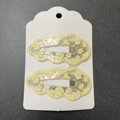 ①イエロー　黄色　フラワー　花　パッチンピン