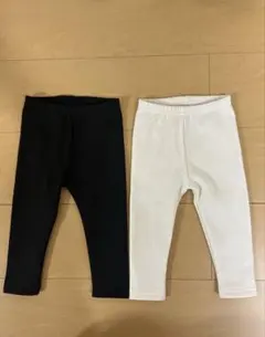 【新品未使用】レギンスセット ブラック ホワイト 裏起毛