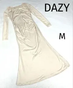 【デイジー】DAZY ロングワンピース M ベージュ ドレープデザイン