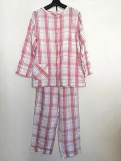 チェック柄 パジャマ 上下セット ピンク 長袖