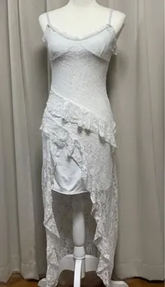 アシンメトリー総レースキャミワンピース