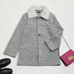 ザラ ZARA プードルファー ニットコート 杢グレー