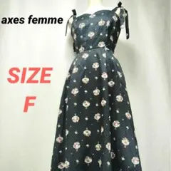 axes femme　アクシーズファム　キャミワンピース　ジャンスカ　花柄　黒