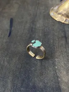真鍮×シルバー　ターコイズ　リング　#21 フリーサイズ