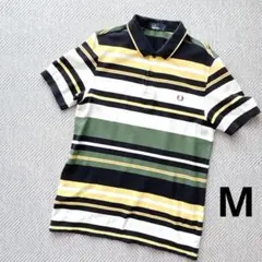 美品　FRED PERRY フレッドペリー ボーダー ポロシャツ Mサイズのサムネイル