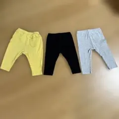 ユニクロ　UNIQLO キッズレギンス　ズボン　サイズ80センチ黒グレーイエロー