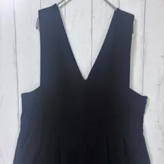 レプシィム 黒ブラック M サロペット オールインワン Vネック ワイドパンツ