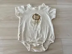 cottoli ライオン刺繍 ストライプ ベビーロンパース イエロー 黄色