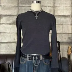 ワッフル生地　サーマル　ロンT グランジ　ストリート　Y2K