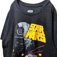 スターウォーズ ミレニアムファルコン デカロゴ TシャツブラックグレーXL古着