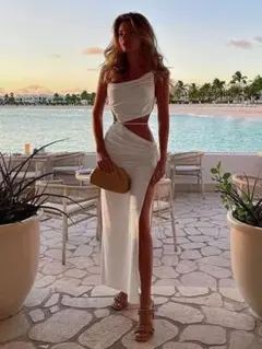 シンプルロングドレス★おしゃれセレブスタイル