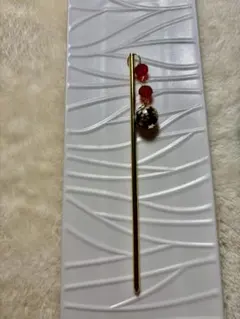 花柄付きゴールドかんざし