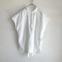 美品✨ViS 半袖ブラウス ホワイト Fサイズ タック ギャザー 透け感のサムネイル
