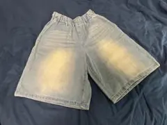 ワイドハーフパンツ　完全未使用　ウォッシュ加工　デニム生地のサムネイル
