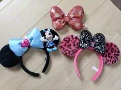 ディズニーランド ミニーマウス ヒョウ柄カチューシャ 赤い水玉