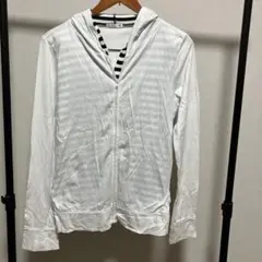 ホワイト ストライプインナー パーカー L