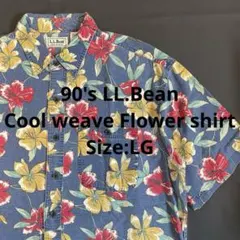 90’s L.L.Bean COOL WEAVE 花柄シャツ　Lサイズ デニム