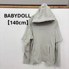 BABYDOLL【140cm】薄手パーカー グレー 長袖　ロゴ刺繍　カジュアル