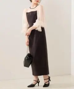 オケージョンドレス chico 配色シースルータイトロングドレス 結婚式