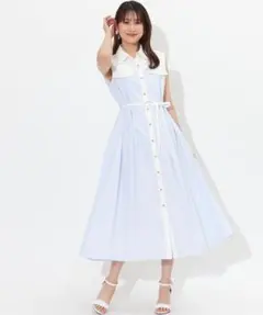 【美品 完売品】Swingle スウィングル 異素材切替シャツワンピース M