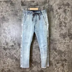 ✨MARVEL✨マーベル♡デニムパンツ♡サイドロゴライン♡ウエスト紐付き(S)