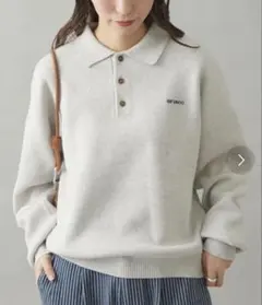 【GEVACO】長袖ニットポロシャツ