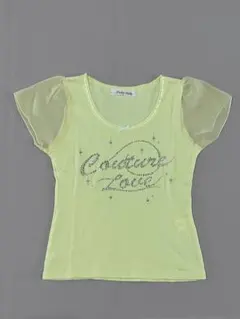 Pinky Girls☆ラインストーン シフォン袖Tシャツ カットソー Mのサムネイル