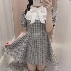 エブリン　レースリボンop 白黒チェック