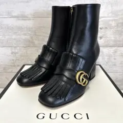 ほぼ未使用　美品　グッチ アンクルブーツ　36.5 レザー ブラック23.5cm