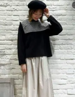 【新品タグ付き】サマンサモスモス ワッフルセーラー襟カットソー チェック