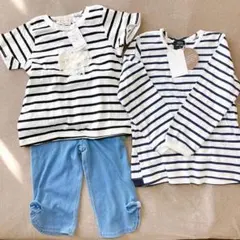 petit main 新品 まとめ売り 3点 ボーダー 長袖 半袖 パンツ