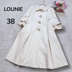 【ルーニィLOUNIE】ステッチ刺繍　7分袖タックフレア　春トレンチコート　38